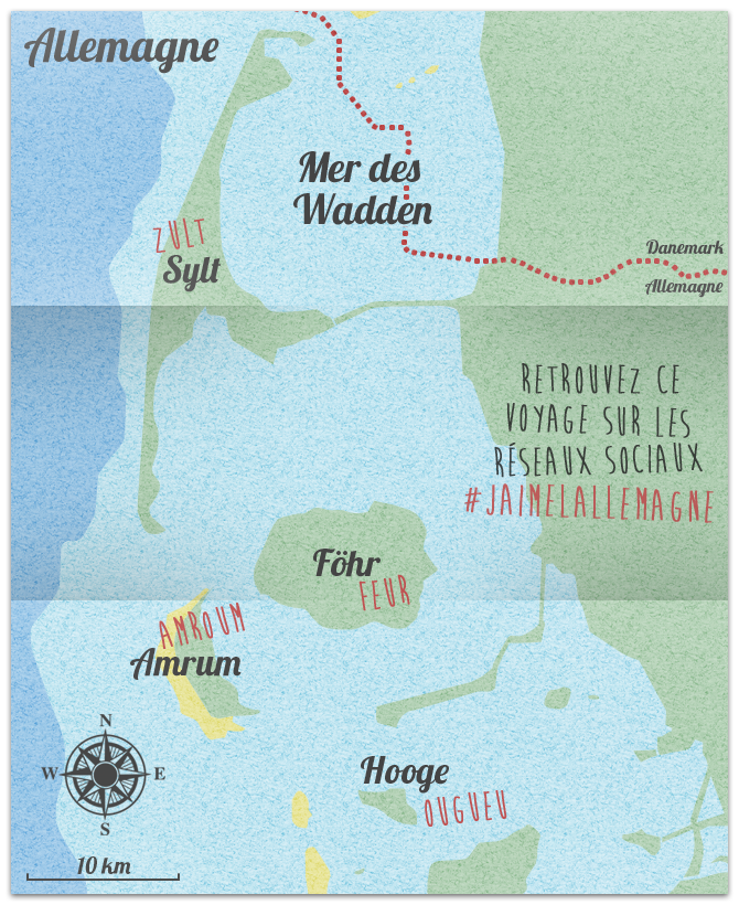Carte mer des Wadden - Allemagne