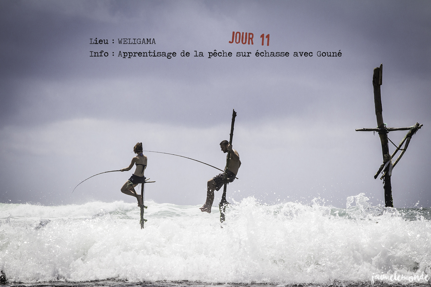 Voyage Sri Lanka - Itinéraire Jour 11 - 4 Weligama - Apprentissage de la pêche sur échasse - ©jaimelemonde